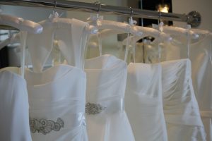 Wedding dresses on a hanger